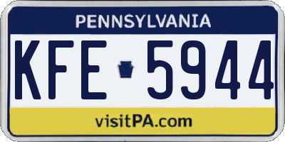PA license plate KFE5944