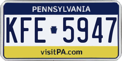 PA license plate KFE5947