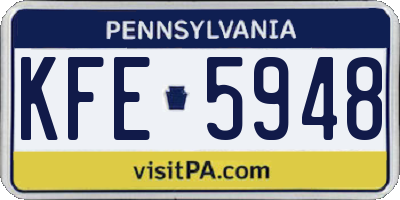 PA license plate KFE5948