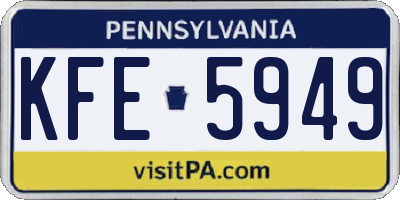 PA license plate KFE5949
