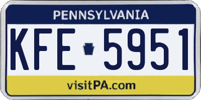 PA license plate KFE5951