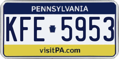 PA license plate KFE5953