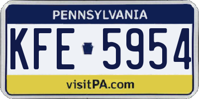 PA license plate KFE5954