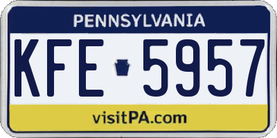 PA license plate KFE5957
