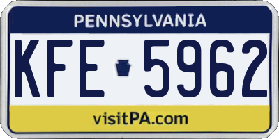 PA license plate KFE5962