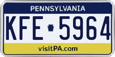 PA license plate KFE5964
