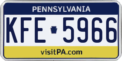 PA license plate KFE5966
