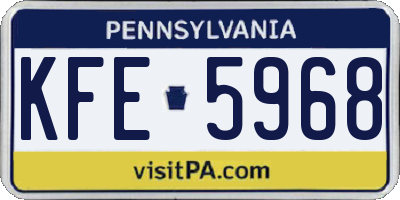 PA license plate KFE5968