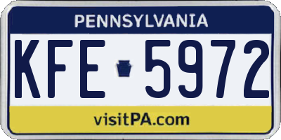 PA license plate KFE5972