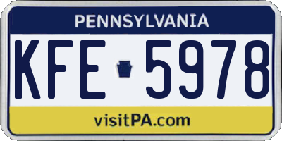 PA license plate KFE5978