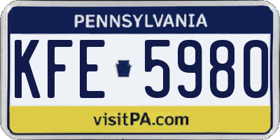 PA license plate KFE5980