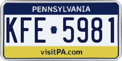 PA license plate KFE5981