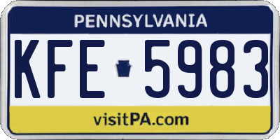 PA license plate KFE5983