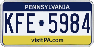 PA license plate KFE5984