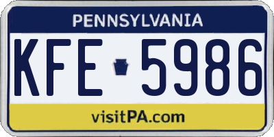 PA license plate KFE5986