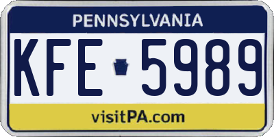 PA license plate KFE5989