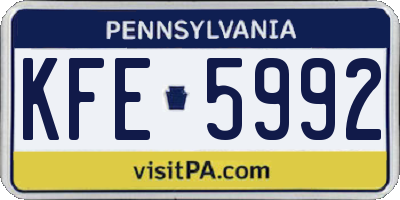 PA license plate KFE5992
