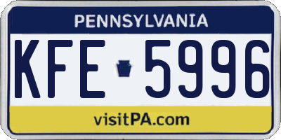 PA license plate KFE5996