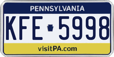 PA license plate KFE5998
