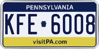 PA license plate KFE6008