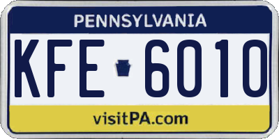 PA license plate KFE6010