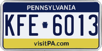 PA license plate KFE6013