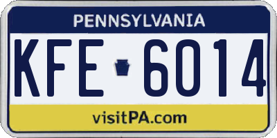 PA license plate KFE6014