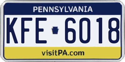 PA license plate KFE6018