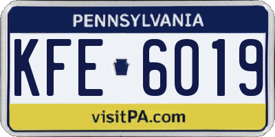 PA license plate KFE6019