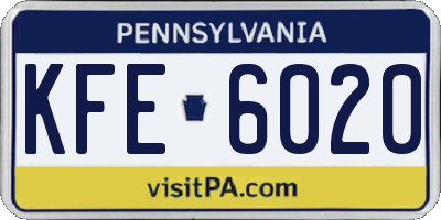 PA license plate KFE6020
