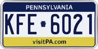 PA license plate KFE6021