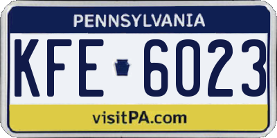 PA license plate KFE6023