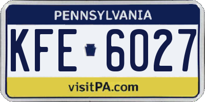 PA license plate KFE6027