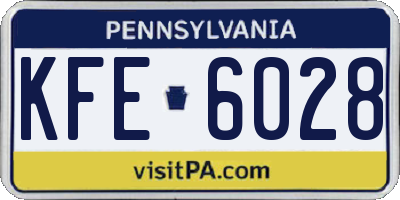 PA license plate KFE6028