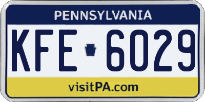 PA license plate KFE6029