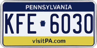 PA license plate KFE6030