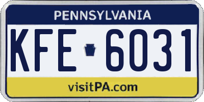 PA license plate KFE6031