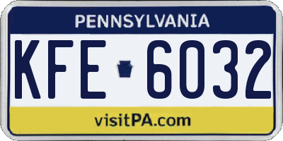 PA license plate KFE6032