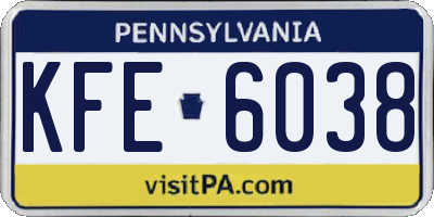 PA license plate KFE6038
