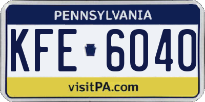 PA license plate KFE6040