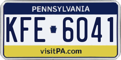 PA license plate KFE6041