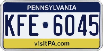 PA license plate KFE6045