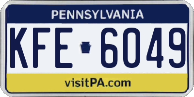 PA license plate KFE6049
