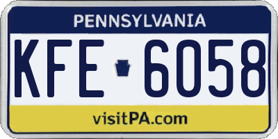 PA license plate KFE6058