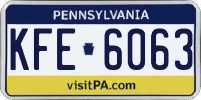 PA license plate KFE6063