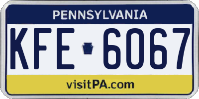 PA license plate KFE6067