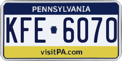 PA license plate KFE6070