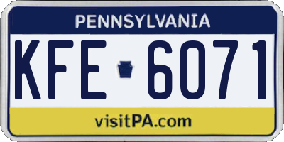 PA license plate KFE6071