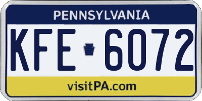 PA license plate KFE6072