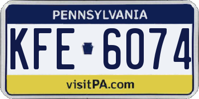 PA license plate KFE6074